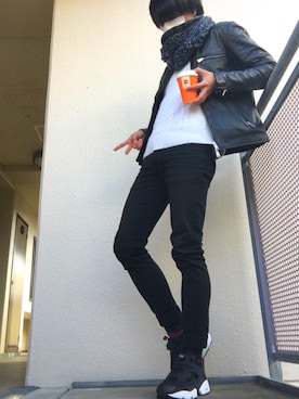 「roshell（ロシェル）のアイテム（ライダースジャケット）」を使った、かんちゃんさん（メンズ・170cm）の冬コーディネート