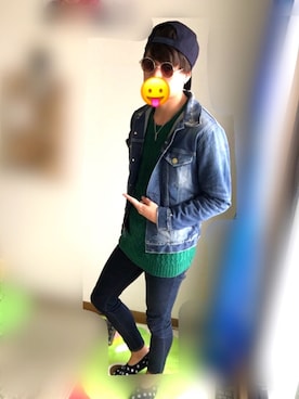 「VANQUISH（ヴァンキッシュ）のダメージデニムジャケット～3RD TYPE～（デニムジャケット、ブルー系）」を使った、かんちゃんさん（メンズ・170cm）の冬コーディネート