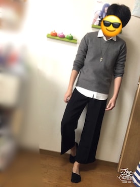 「koe（コエ）のプレーティングニットプルオーバー（ニット/セーター、グレー系）」を使った、かんちゃんさん（メンズ・170cm）の春コーディネート