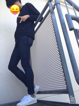 「RAGEBLUE（レイジブルー）の素材切り替え裏毛スウェットクルー/747636（スウェット、ブラック系）」を使った、かんちゃんさん（メンズ・170cm）の秋コーディネート