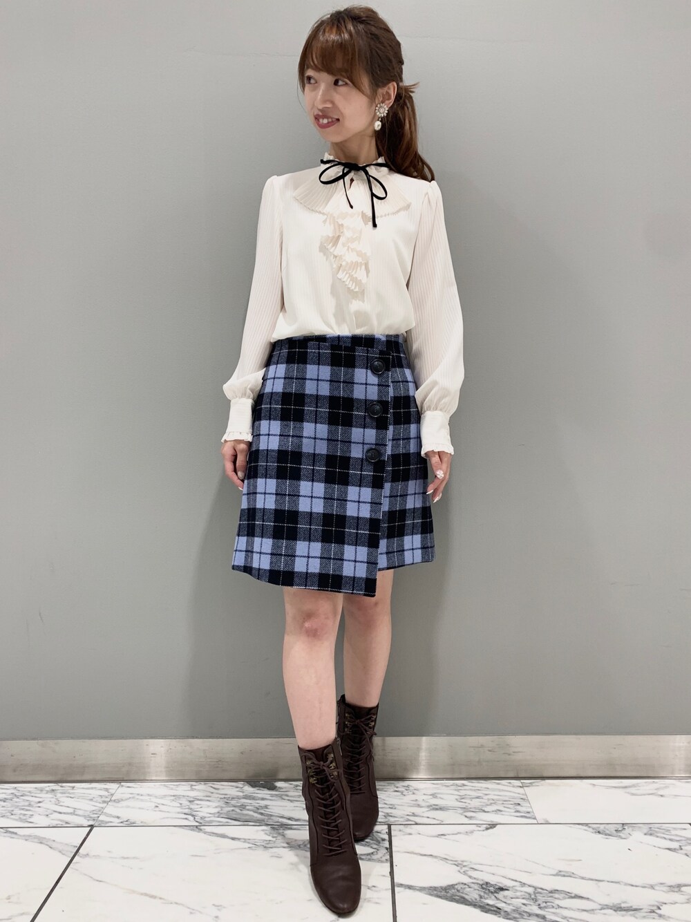 JILLSTUART ♡ ルーチェックラップ台形ミニスカート - ひざ丈スカート