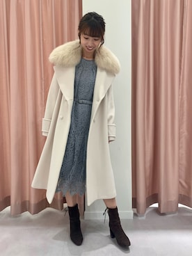 「Aラインコート」｜「アイテム（その他アウター）」を使った、tomokoさん（レディース・155cm）の冬コーディネート