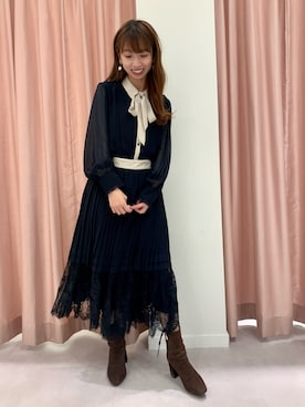 「JILL STUART（ジルスチュアート）のアイテム（ブーツ）」を使った、tomokoさん（レディース・155cm）の冬コーディネート