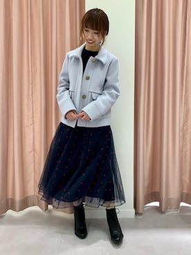 「JILL STUART（ジルスチュアート）のアイテム（ステンカラーコート）」を使った、tomokoさん（レディース・155cm）の冬コーディネート