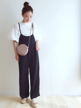 「グリッター」｜「アイテム（サロペット/オーバーオール）」を使った、haru さん（レディース・161cm）の夏コーディネート
