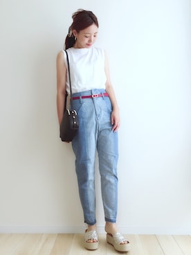 haru さんの「パールチェーンイヤリング【PLAIN CLOTHING】」を使ったコーディネート