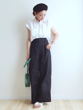 haru さんの「COTTON TWILL/st ワイドパンツ#」を使ったコーディネート