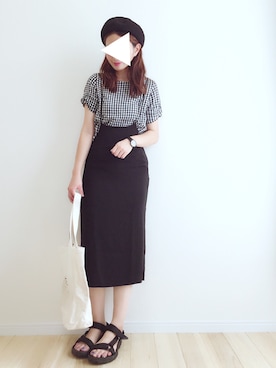 「スポサン」｜「アイテム（ハンチング/ベレー帽）」を使った、haru さん（レディース・161cm）の夏コーディネート