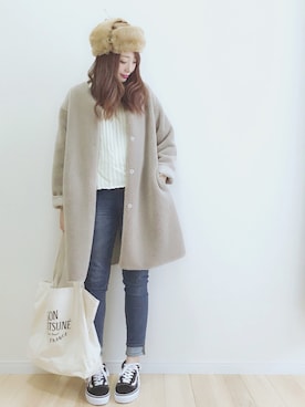 「JOURNAL STANDARD relume（ジャーナルスタンダード　レリューム）のアイテム（ムートンコート）」を使った、haru さん（レディース・161cm）の冬コーディネート