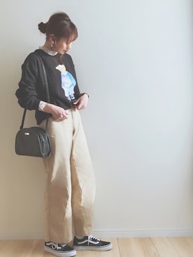 「ポロベアー」｜「アイテム（スウェット）」を使った、haru さん（レディース・161cm）の春コーディネート