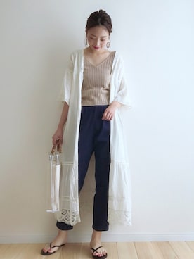 「ニットキャミソール」｜「アイテム（ワンピース/ドレス）」を使った、haru さん（レディース・161cm）の夏コーディネート