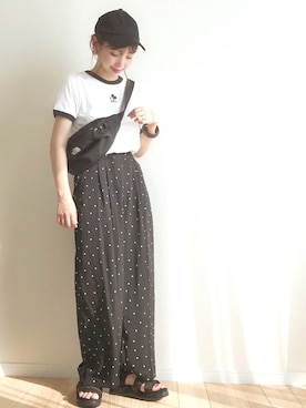 「GRL（グレイル）のアイテム（キャップ）」を使った、haru さん（レディース・161cm）の夏コーディネート