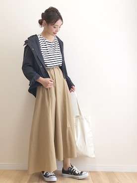 「Kastane（カスタネ）のチノボリュームスカート（スカート）」を使った、haru さん（レディース・161cm）の秋コーディネート