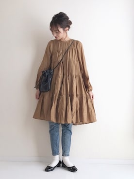 「zozoデニム」｜「アイテム（ワンピース/ドレス）」を使った、haru さん（レディース・161cm）の冬コーディネート