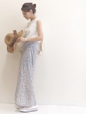 「flower」｜「アイテム（帽子）」を使った、haru さん（レディース・161cm）の夏コーディネート
