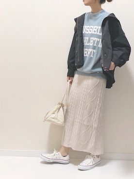 「カラースウェット」｜「アイテム（ジャケット/アウター）」を使った、haru さん（レディース・161cm）の秋コーディネート
