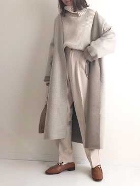 「DHOLIC STYLE（ディーホリックスタイル）のアイテム（ノーカラージャケット）」を使った、haru さん（レディース・161cm）の冬コーディネート