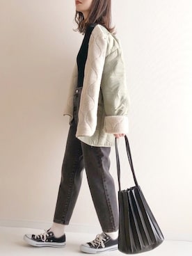「DHOLIC STYLE（ディーホリックスタイル）のアイテム（その他アウター）」を使った、haru さん（レディース・161cm）の冬コーディネート