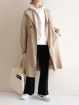「AmbreNeige」｜「アイテム（トレンチコート）」を使った、haru さん（レディース・161cm）の冬コーディネート