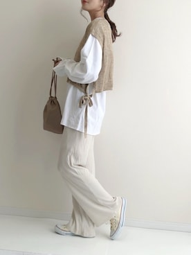 「ALLUMER（アリュメール）のアイテム（トップス）」を使った、haru さん（レディース・161cm）の夏コーディネート