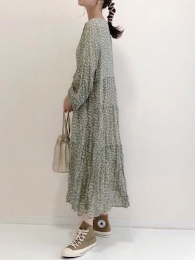 「カヌレバッグ」｜「アイテム（ワンピース/ドレス）」を使った、haru さん（レディース・162cm）の秋コーディネート
