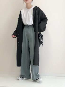 「SENSE OF PLACE by URBAN RESEARCH（センスオブプレイスバイアーバンリサーチ）のアイテム（ノーカラージャケット）」を使った、haru さん（レディース・162cm）の秋コーディネート
