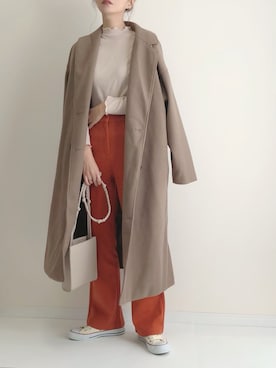 「フリルネック」｜「アイテム（ジャケット/アウター）」を使った、haru さん（レディース・162cm）の秋コーディネート