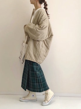 「LIAN（リアン）のアイテム（ダウンジャケット/コート）」を使った、haru さん（レディース・162cm）の秋コーディネート