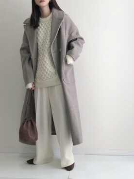 「Libra Cue（リブラ キュー）のアイテム（チェスターコート）」を使った、haru さん（レディース・162cm）の冬コーディネート