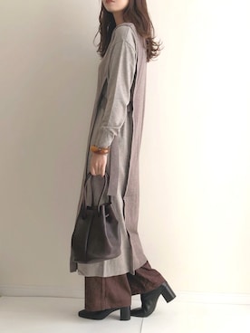 「crie conforto（クリーコンフォルト）のアイテム（ワンピース/ドレス）」を使った、haru さん（レディース・162cm）の冬コーディネート