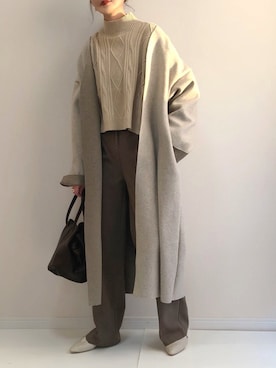 「DHOLIC（ディーホリック）のアイテム（スラックス）」を使った、haru さん（レディース・162cm）の冬コーディネート