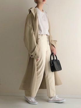 「titivate（ティティベイト）のアイテム（ステンカラーコート）」を使った、haru さん（レディース・162cm）の春コーディネート