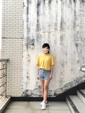 「Reebok（リーボック）のアイテム（スニーカー、ホワイト系）」を使った、SzeChin_さん（レディース・157cm）の春コーディネート