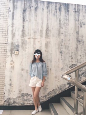 「ROSSのアイテム（トップス、ブルー系）」を使った、SzeChin_さん（レディース・157cm）の春コーディネート