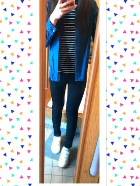 「GU（ジーユー）のアイテム（その他パンツ、ブラック系）」を使った、mi29.さん（レディース）の春コーディネート
