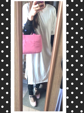 「no brand（ノーブランド）のアイテム（Tシャツ/カットソー、ホワイト系）」を使った、mi29.さん（レディース）の春コーディネート