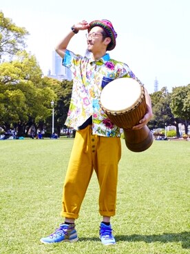 「チャイハネ（チャイハネ）のアイテム（ブーツ）」を使った、日高さん（メンズ・175cm）の春コーディネート