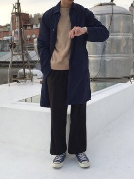 「BEAMS LIGHTS」｜「アイテム（ピーコート）」を使った、Y Selectさん（メンズ・174cm）の秋コーディネート