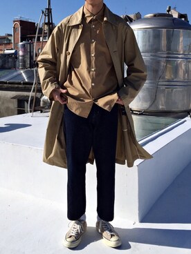 「BEAMS（ビームス）のアイテム（トレンチコート）」を使った、Y Selectさん（メンズ・174cm）の冬コーディネート