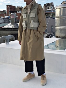 「BEAMS（ビームス）のアイテム（ピーコート）」を使った、Y Selectさん（メンズ・174cm）の冬コーディネート