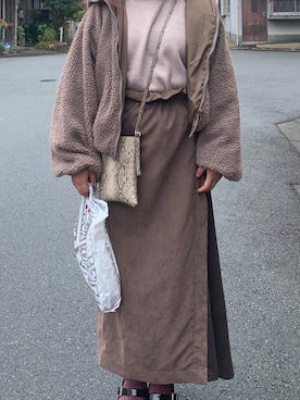 「ラップスカート」｜「アイテム（ブルゾン）」を使った、ねるさん（レディース・153cm）の冬コーディネート