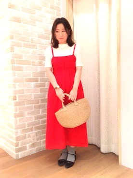 「後ろリボンワンピース」｜KEIKOさん（レディース）の春コーディネート