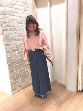 「Lee（リー）のアイテム（デニムスカート）」を使った、KEIKOさん（レディース・158cm）の冬コーディネート