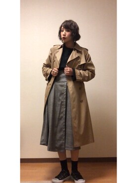 「Another Edition（アナザーエディション）のアイテム（トレンチコート）」を使った、も も かさん（レディース・157cm）の秋コーディネート