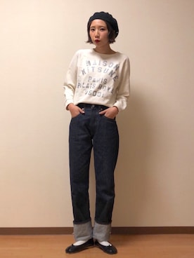 「STUDIOUS（ステュディオス）のアイテム（帽子）」を使った、も も かさん（レディース・157cm）の秋コーディネート