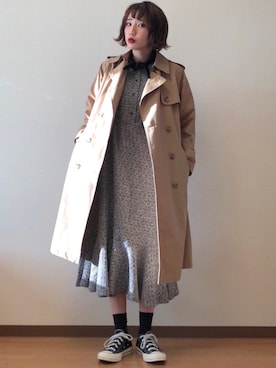 「Another Edition（アナザーエディション）のアイテム（トレンチコート）」を使った、も も かさん（レディース・157cm）の冬コーディネート