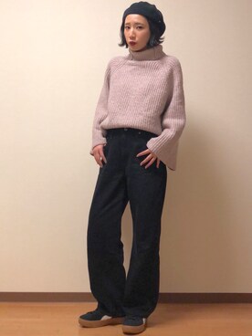 「STUDIOUS（ステュディオス）のアイテム（帽子）」を使った、も も かさん（レディース・157cm）の冬コーディネート