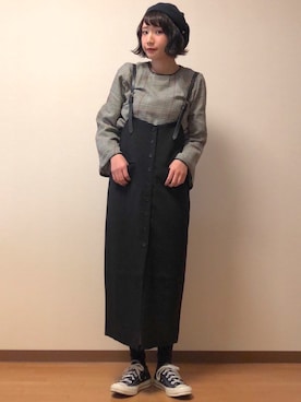 「STUDIOUS（ステュディオス）のアイテム（帽子）」を使った、も も かさん（レディース・157cm）の冬コーディネート