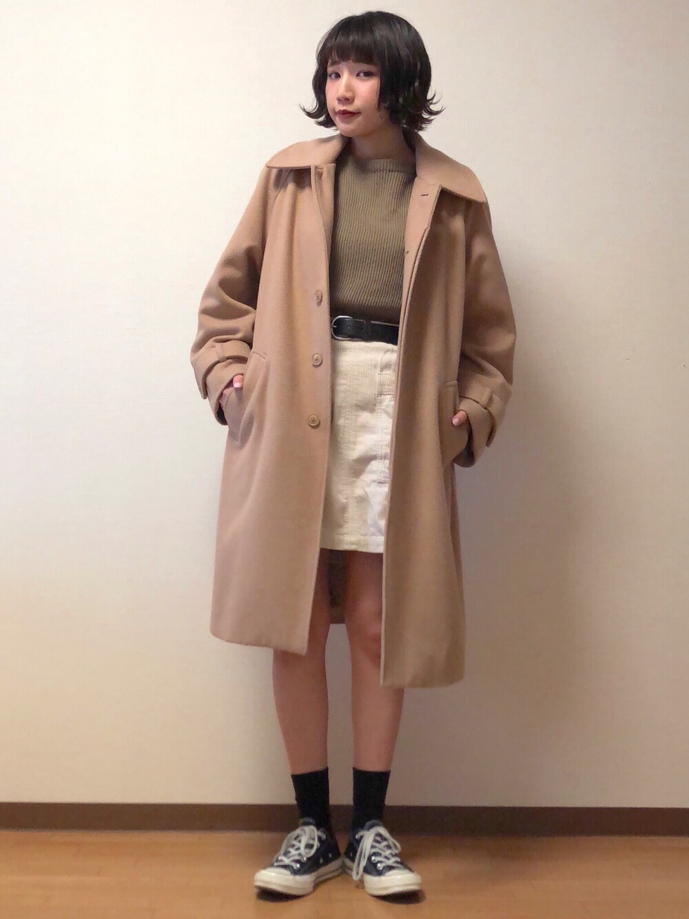 「🍑のふく、Levi's、スニーカー、ootd」｜「Another Editionの12G畦ボートネックプルオーバー（ニット/セーター、ブラウン系）」を使った、も も かさん（レディース・157cm）の冬コーディネートの1枚目の写真