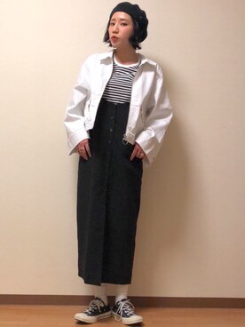 「STUDIOUS（ステュディオス）のアイテム（帽子）」を使った、も も かさん（レディース・157cm）の春コーディネート